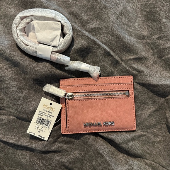 NWT Michael Kors Jet Set Travel Saffiano Leather Card Case w/Lanyard - Picture 3 of 5